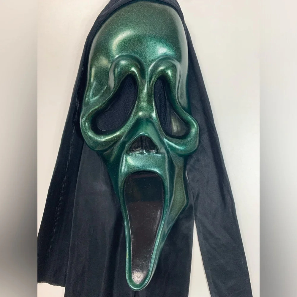 Vtg Scream Halloween Ghost Face Mask Green Shimmer Easter  Unlimited Inc FLAWED